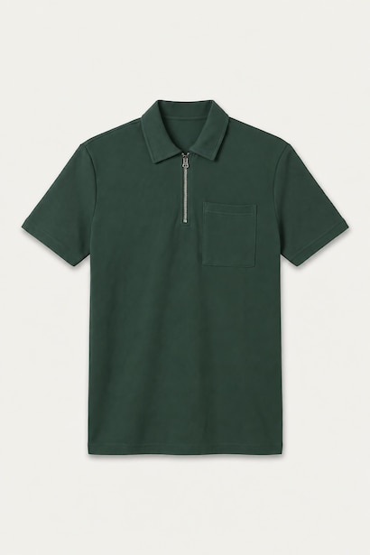 Yarım Fermuarlı Basic Polo Tişört
