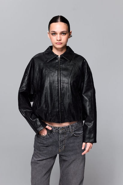 Zipper Faux Leather Jacket