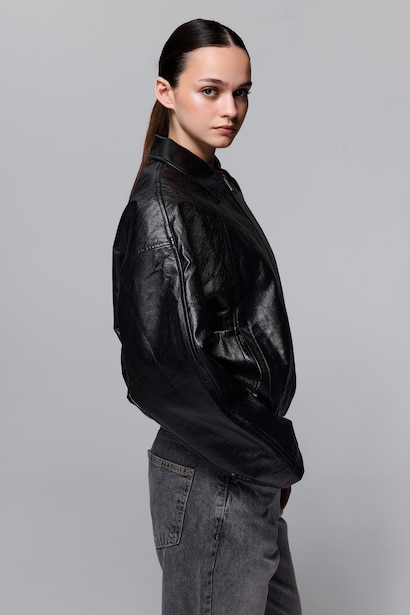 Zipper Faux Leather Jacket