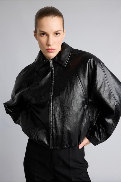 Zipper Faux Leather Jacket