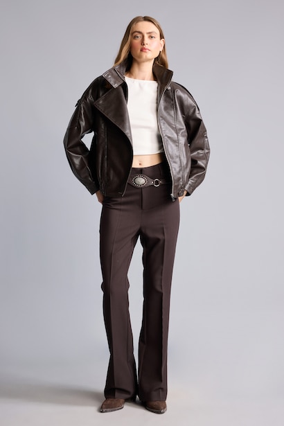 Coupe Dad Veste en PU Veste en cuir