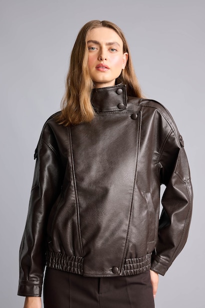 Coupe Dad Veste en PU Veste en cuir