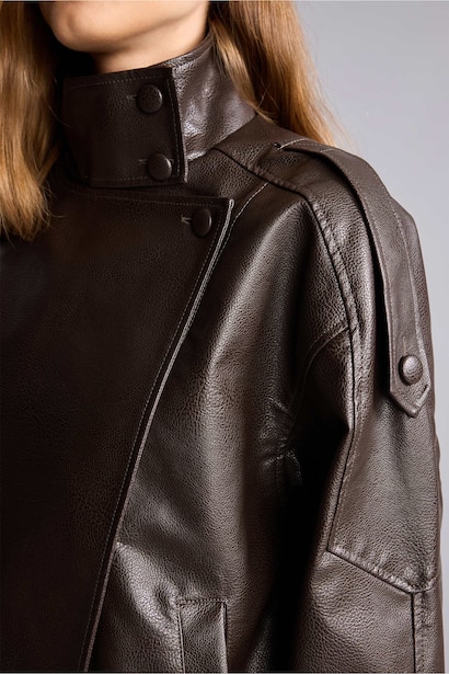 Coupe Dad Veste en PU Veste en cuir