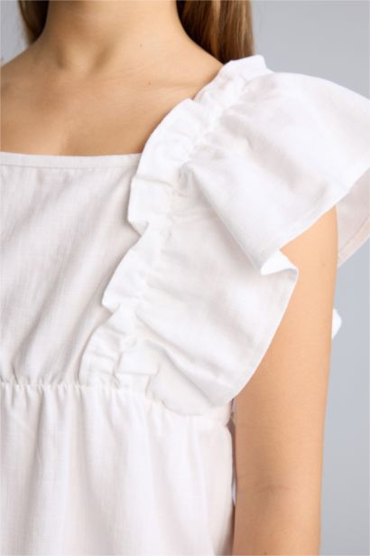 Keten Görünümlü Elbise