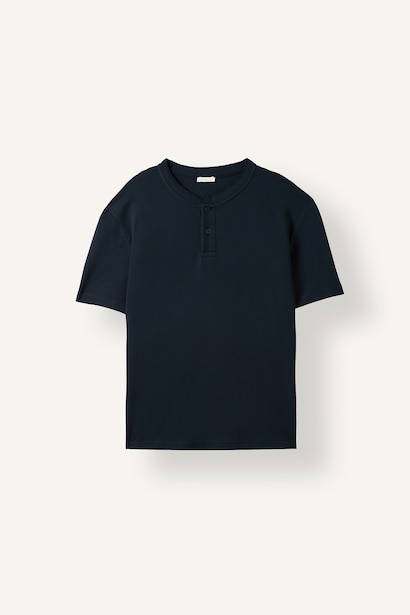 Slim Fit Henley Yaka Basic Tişört