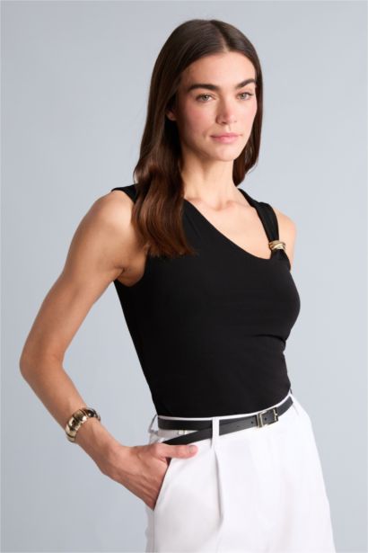 Slim Fit Boat Collar Tank Top