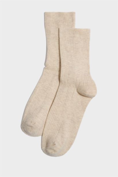 Kadın Simli 3'lü Pamuklu Uzun Çorap