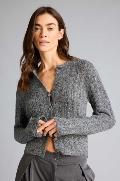 Regular Fit Crew Neck Cardigan