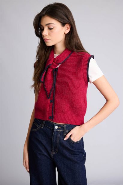 Regular Fit Shawl Collar Knitwear Vest