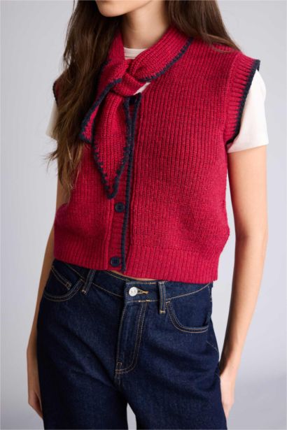 Regular Fit Shawl Collar Knitwear Vest