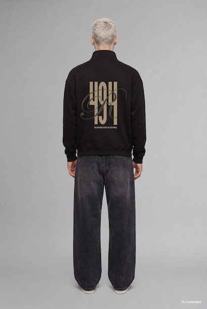 Boxy Fit Printed Half-Zip Sweatshirt