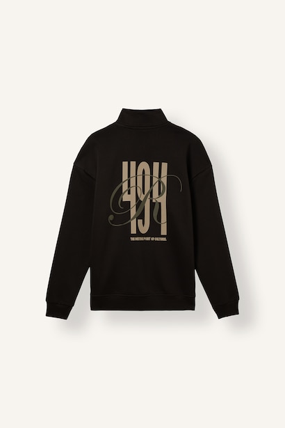 Boxy Fit Fermuarlı Baskılı Sweatshirt