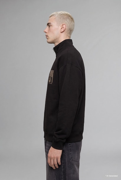 Boxy Fit Printed Half-Zip Sweatshirt