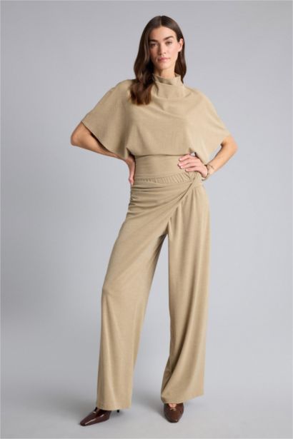 Wide Leg Crepe Trousers