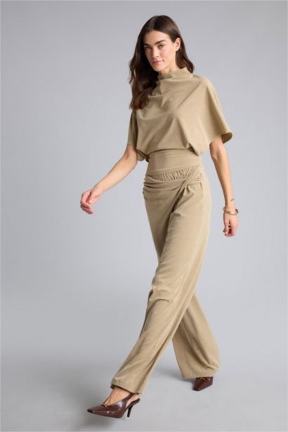 Wide Leg Crepe Trousers