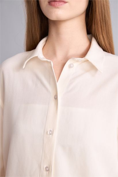 Oversize Uzun Kollu Keten Gömlek