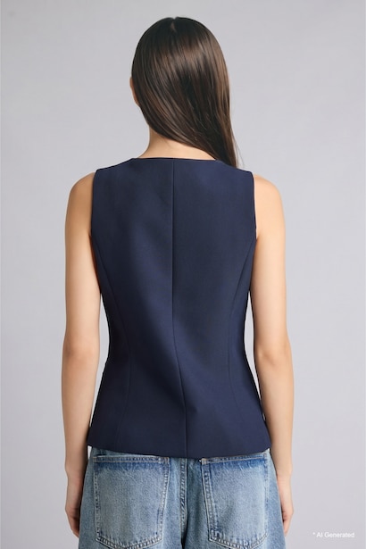 Fitted Crew Neck Vest