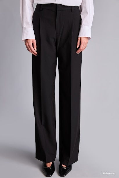 Wide Leg High Waist Standard Length Trousers