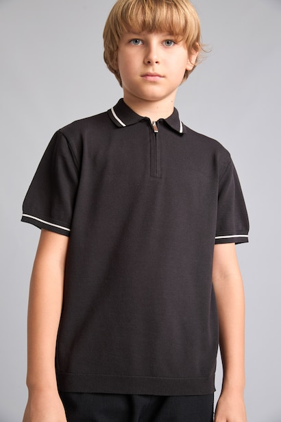 Boy Regular Fit Polo Collar Knit Pullover