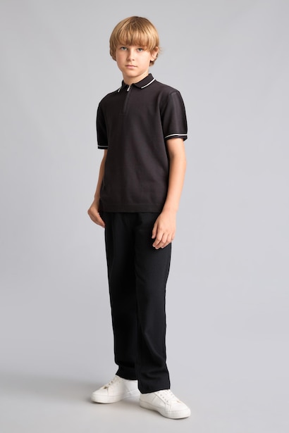 Boy Regular Fit Polo Collar Knit Pullover