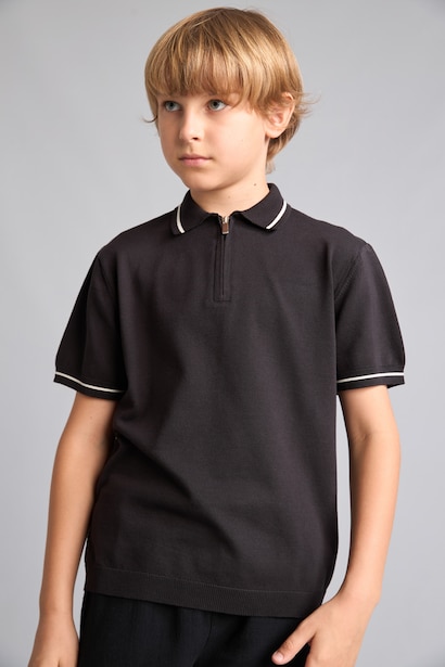Boy Regular Fit Polo Collar Knit Pullover