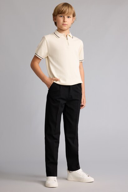 Yarım Fermuarlı Basic Polo Tişört Erkek Çocuk