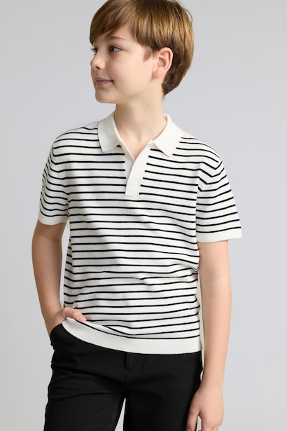 Pull en maille à col polo Coupe régulière pour garçon