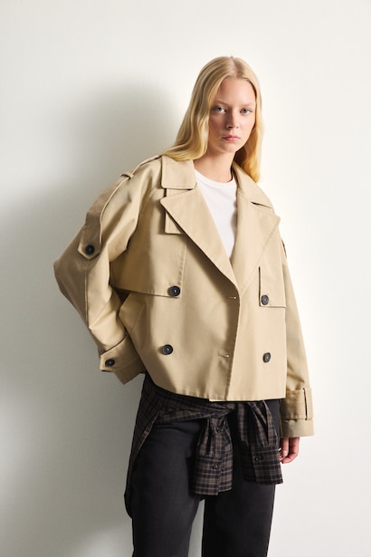 Relaxed Fit Kısa Trençkot