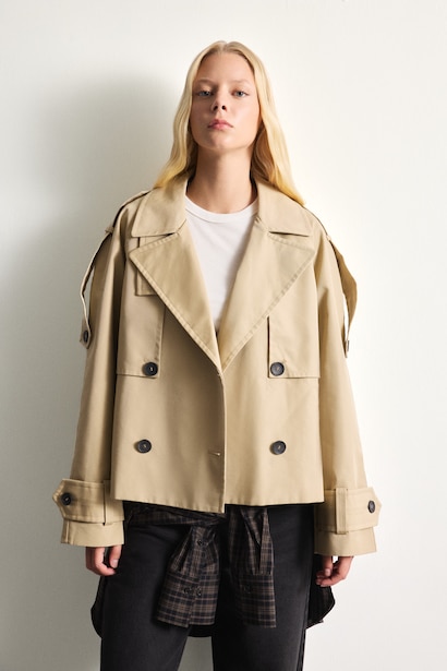 Relaxed Fit Kısa Trençkot