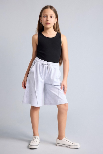 Girl Elastic Waist Wide Leg Shorts