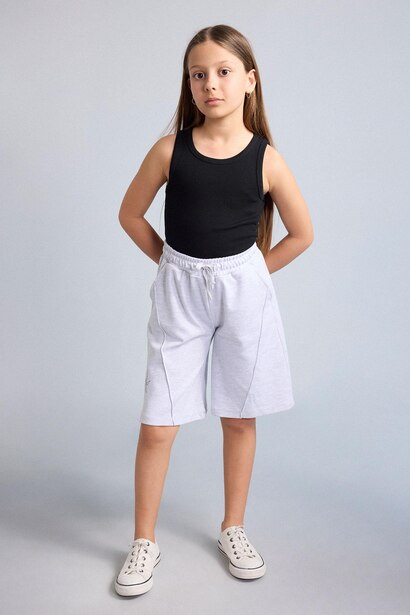 Girl Elastic Waist Wide Leg Shorts