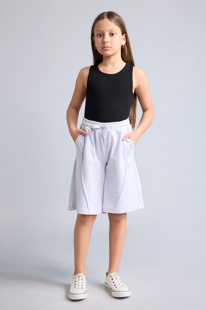 Girl Elastic Waist Wide Leg Shorts