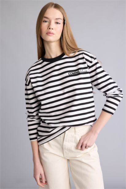 Regular Fıt Çizgili Tişört