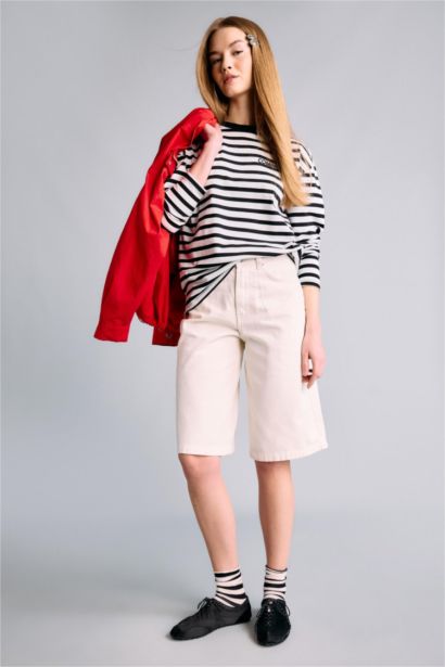 Regular Fıt Çizgili Tişört