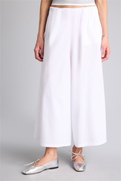 Wıde Leg Normal Bel Poplin Pantolon