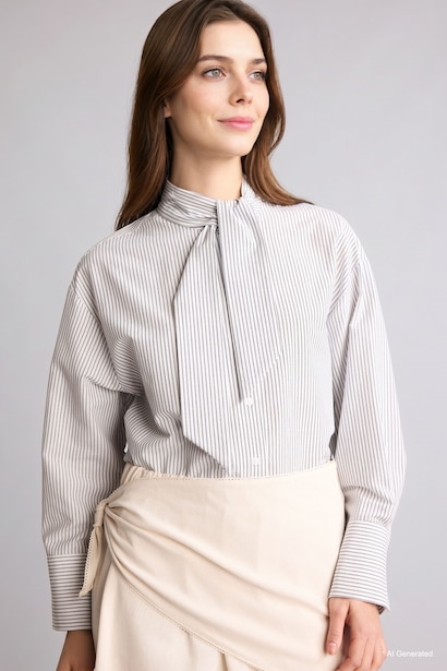 Relax Fıt Çizgili Poplin Tunik