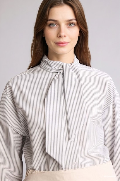 Relax Fıt Çizgili Poplin Tunik