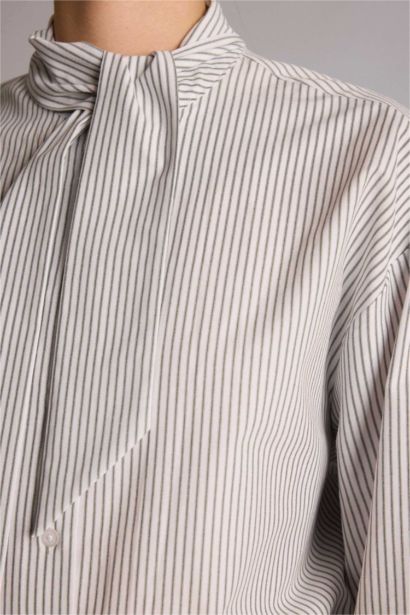 Relax Fıt Çizgili Poplin Tunik