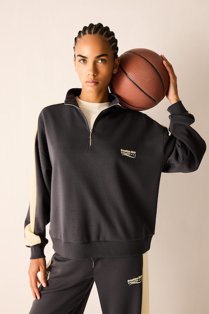 Relaxed Fit NBA Brooklyn Nets Scuba Zip-Up Sports Sweatshirt