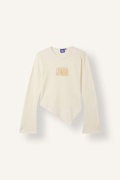 Standard Fit NBA Wordmark Crew Neck Long Sleeve T-Shirt