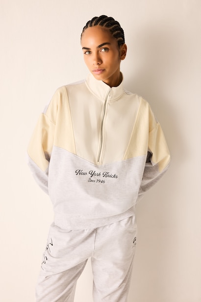 Sweatshirt de sport NBA New York Knicks oversize à demi-fermeture zippée