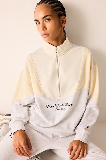 Sweatshirt de sport NBA New York Knicks oversize à demi-fermeture zippée