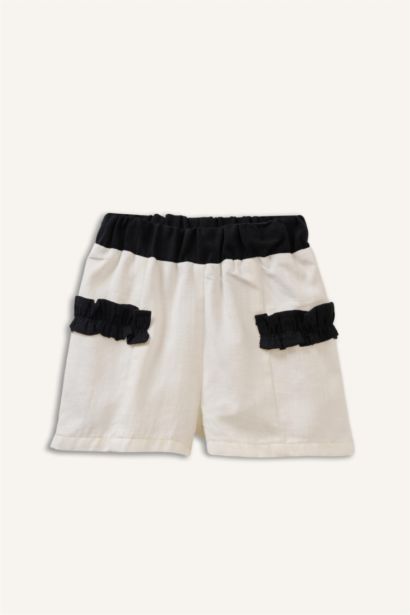 Baby Girl Regular Fit Elastic Band Shorts