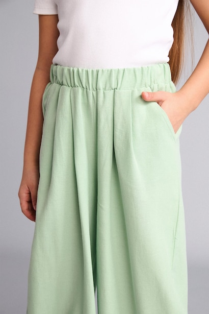 Balloon Fit Keten Karışımlı Pantolon Kız Çocuk