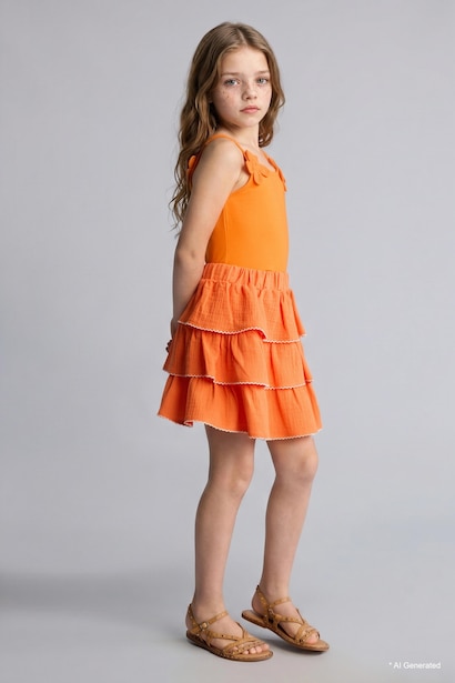 Girl Muslin Regular Fit Skirt