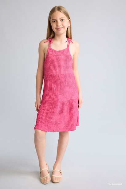 Girl Square Collar Sleeveless Dress