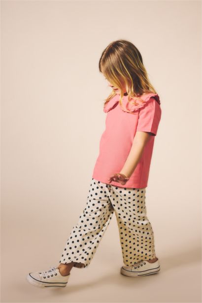 Wıde Leg Krinkıl Puantiyeli Pantolon Kız Bebek