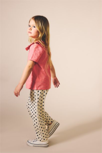 Wıde Leg Krinkıl Puantiyeli Pantolon Kız Bebek