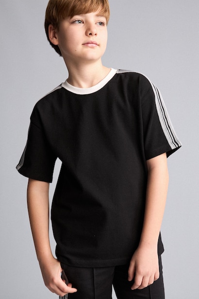 T-shirt oversize en piqué à manches courtes et col rond pour garçon