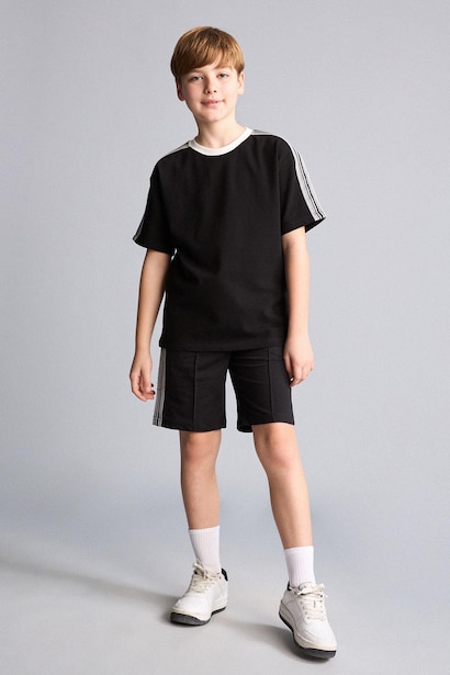 T-shirt oversize en piqué à manches courtes et col rond pour garçon
